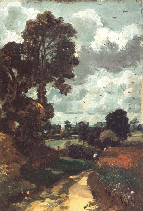 John Constable A country lane,with a church in the distance china oil painting image